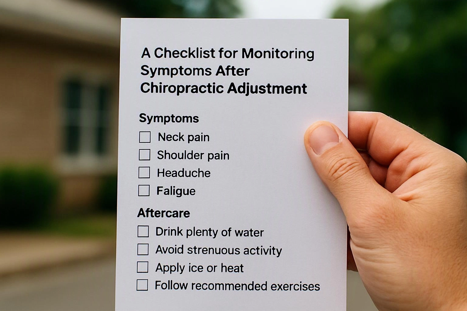 A Checklist for Monitoring Symptoms After a Chiropractic Adjustment