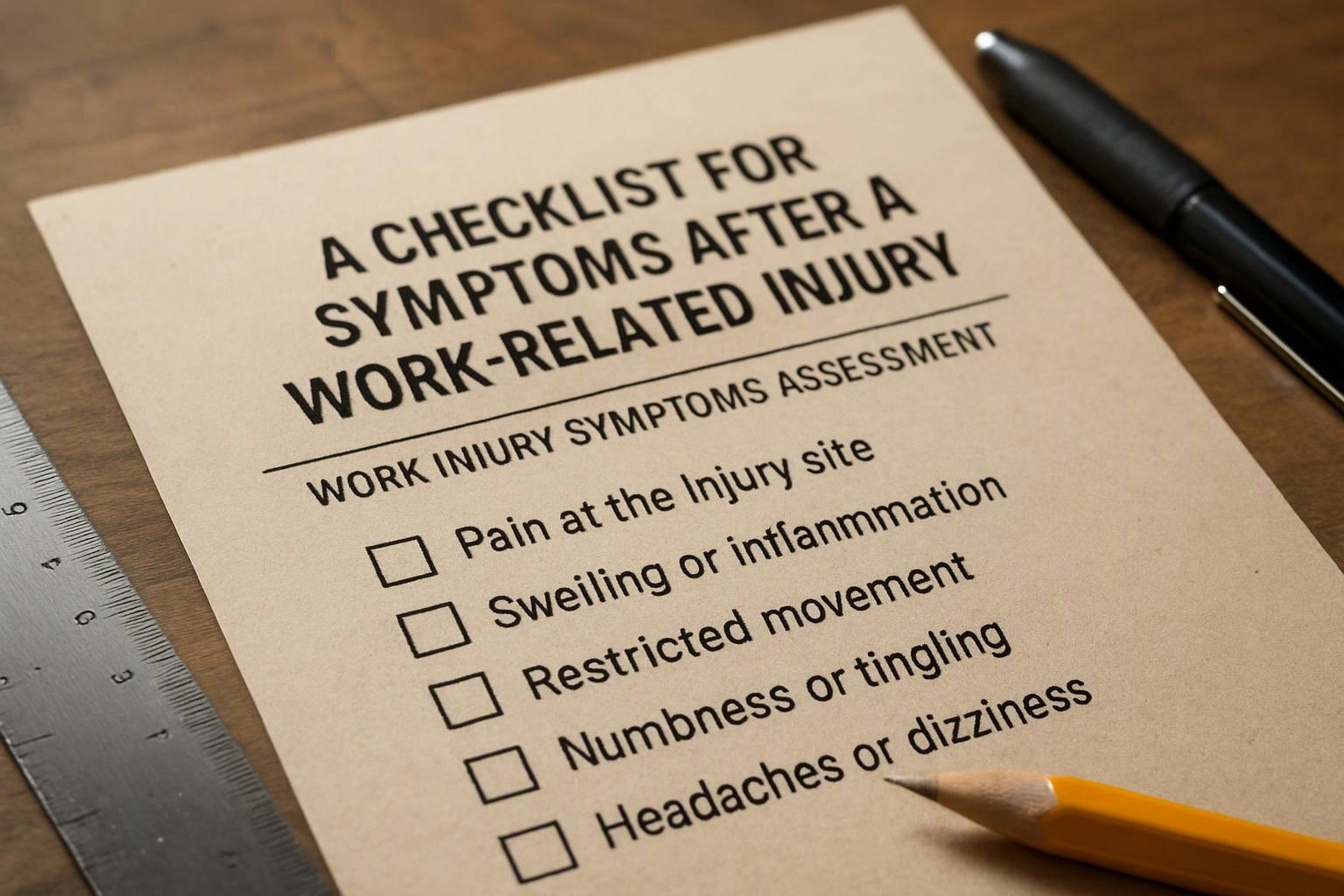 A Checklist for Symptoms After a Work-Related Injury